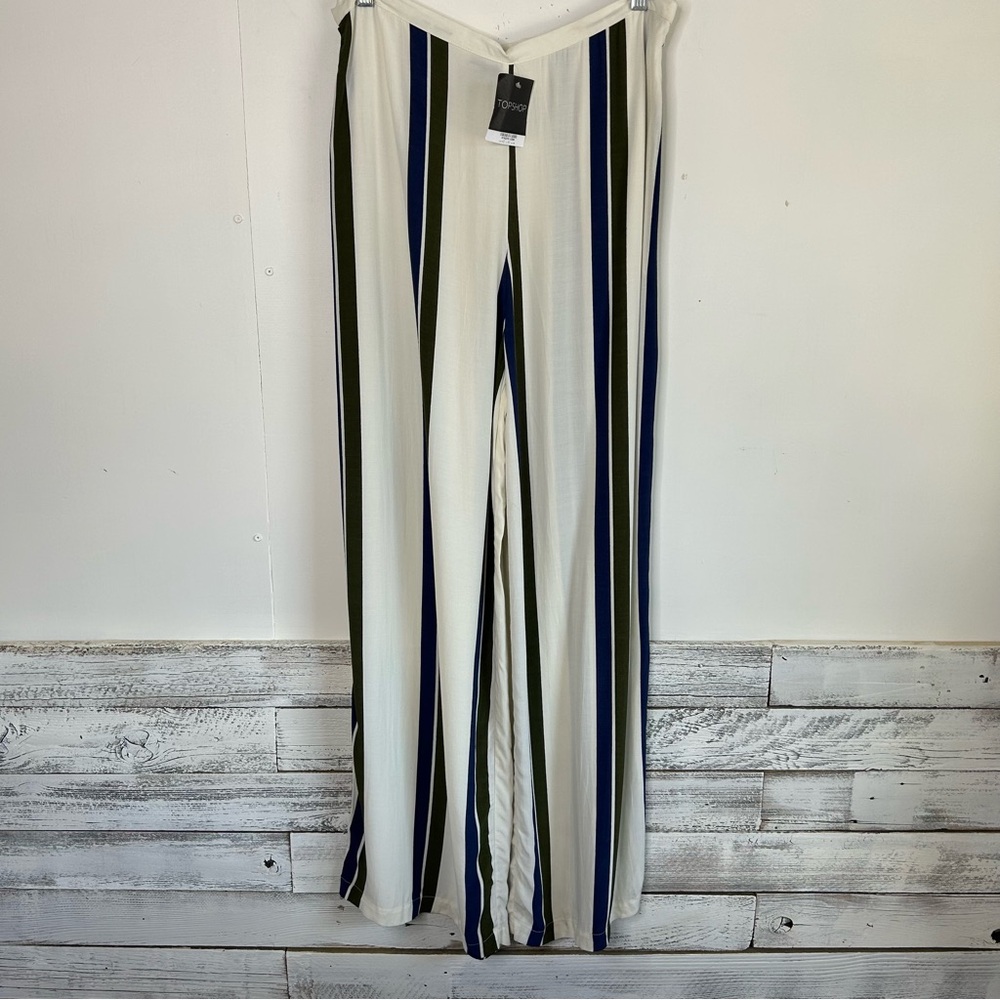TOPSHOP Lightweight Summertime Striped Wide Leg Trousers